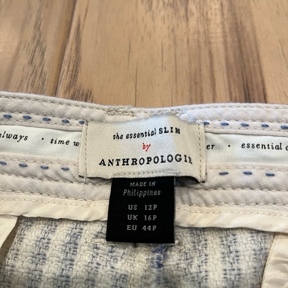 Essential Slim Trousers by Anthropologie, size 12P, blue and white stripped - Picture 6 of 9